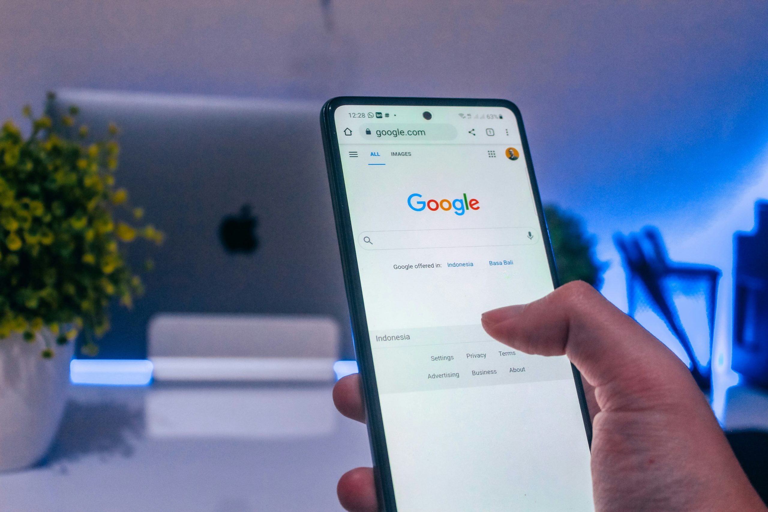 image of a mobile with Google open
